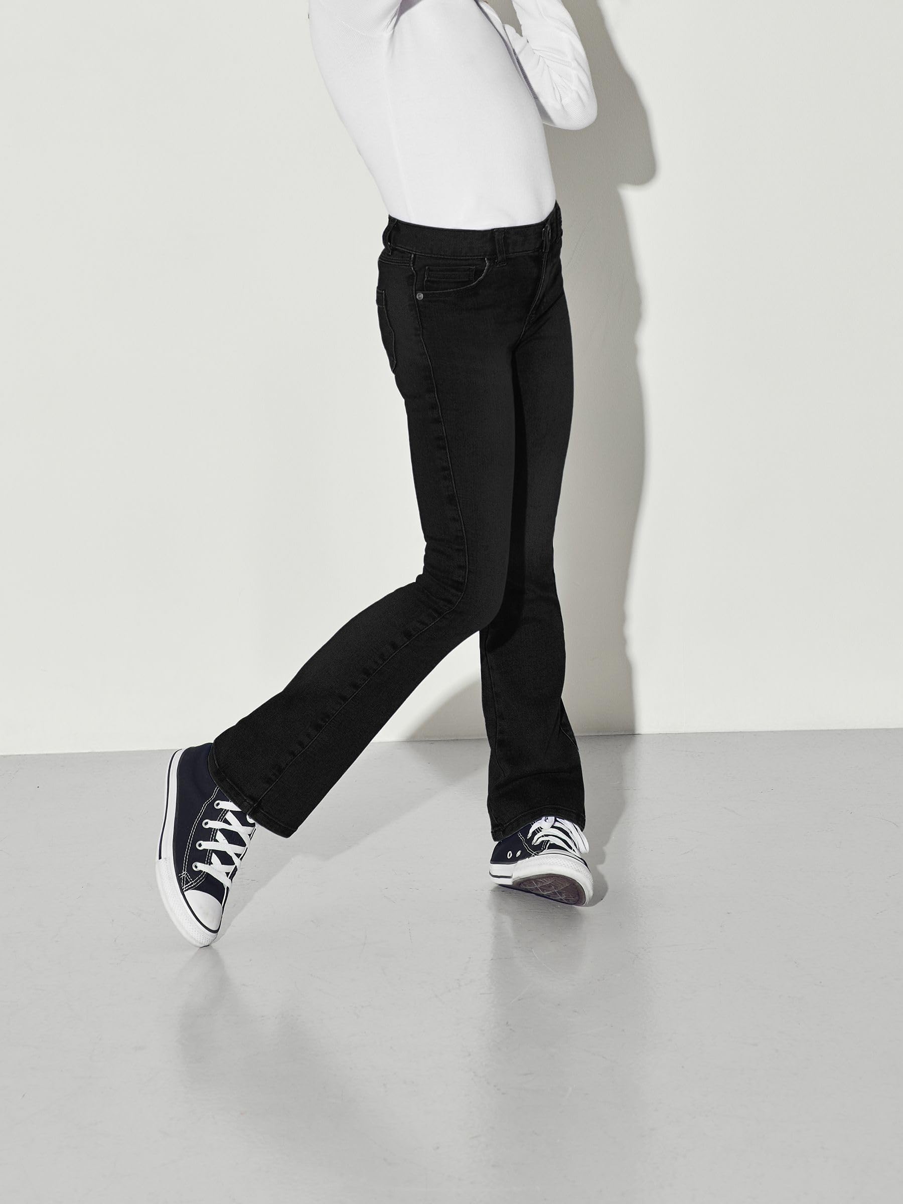 Only KIDS KOGROYAL Life REG Flared PIM600 Noos Baggy, Jean Noir, 140 cm Fille