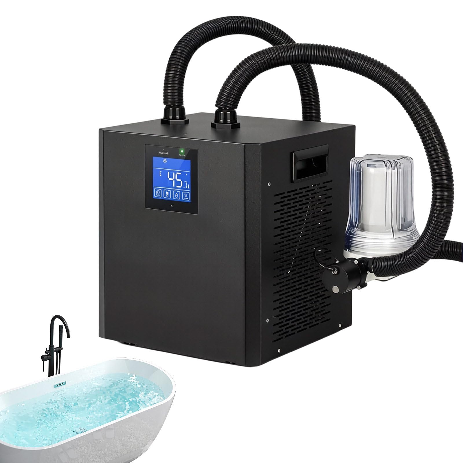DzkZen Ice Bath Water Chiller, Water Chiller Cold Plunge Chiller with External Filter & Submersible Pump,Universal Cooling with LED Display,Ice Bath Cold Water Recovery