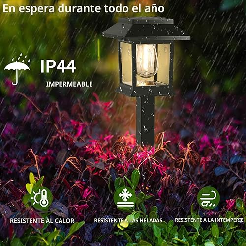 Miniatura 4 de Greluna - Luces solares para exteriores, juego de 12 luces impermeables de 3000K, encendido y apagado automático, para jardín, paisaje, camino,