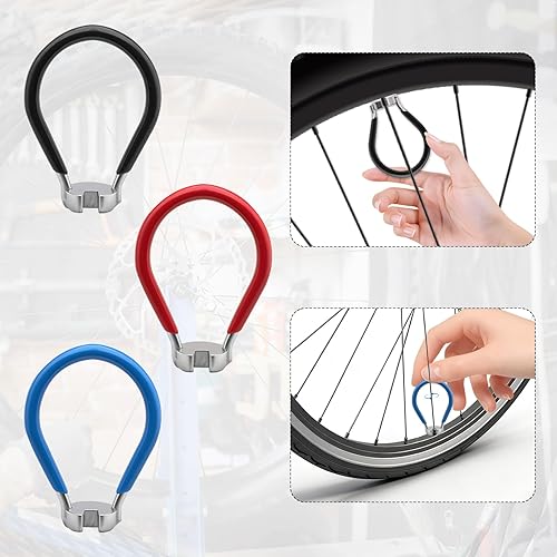 Miniatura 4 de Llaves de radios de bicicleta, kit de herramientas de radios para bicicleta con 9 palancas de neumáticos de bicicleta, llave de radios con mango de