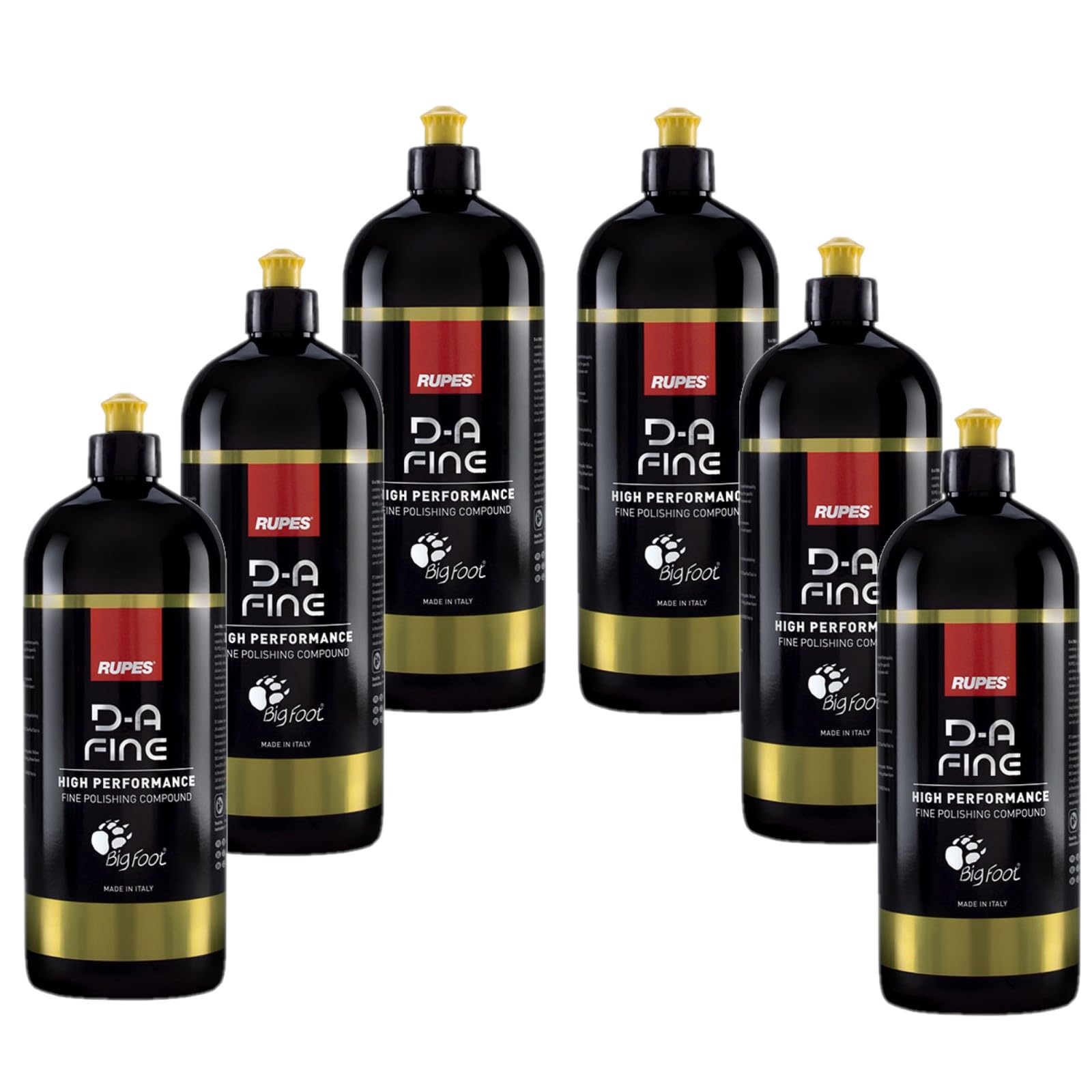 Rupes D-A-Fine Series Six 1-Liter Bottles of Fine Polishing Compound - Super Easy Wipe Off, One-Step Light Defect Removal, Blend Enhance Finishing Ability