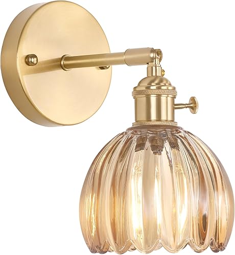 Miniatura 42 de Candelabro de Pared Vintage Operado por Batería con Linda Lámpara de Vidrio Transparente de Tulipán, Luz de Pared Recargable Inalámbrica Alimentada