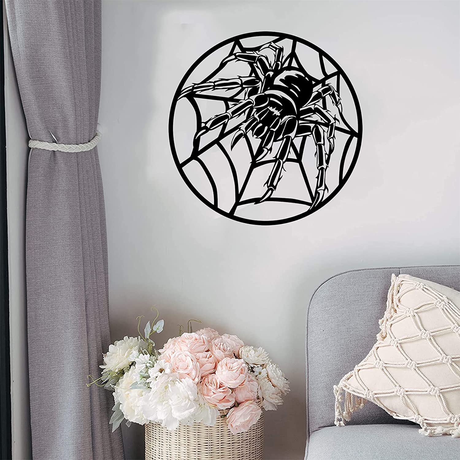 Wysokiej Jakości Sypialnia Animlas Metalowa ściana Sztuka Fajna Pająk Na Spiderweb 3D Rzeźba Ściana Halloween Metalowy Wall Decor Współczesne Halloween Home Office Dekoracje Sypialnia Salon Wystrój Rz