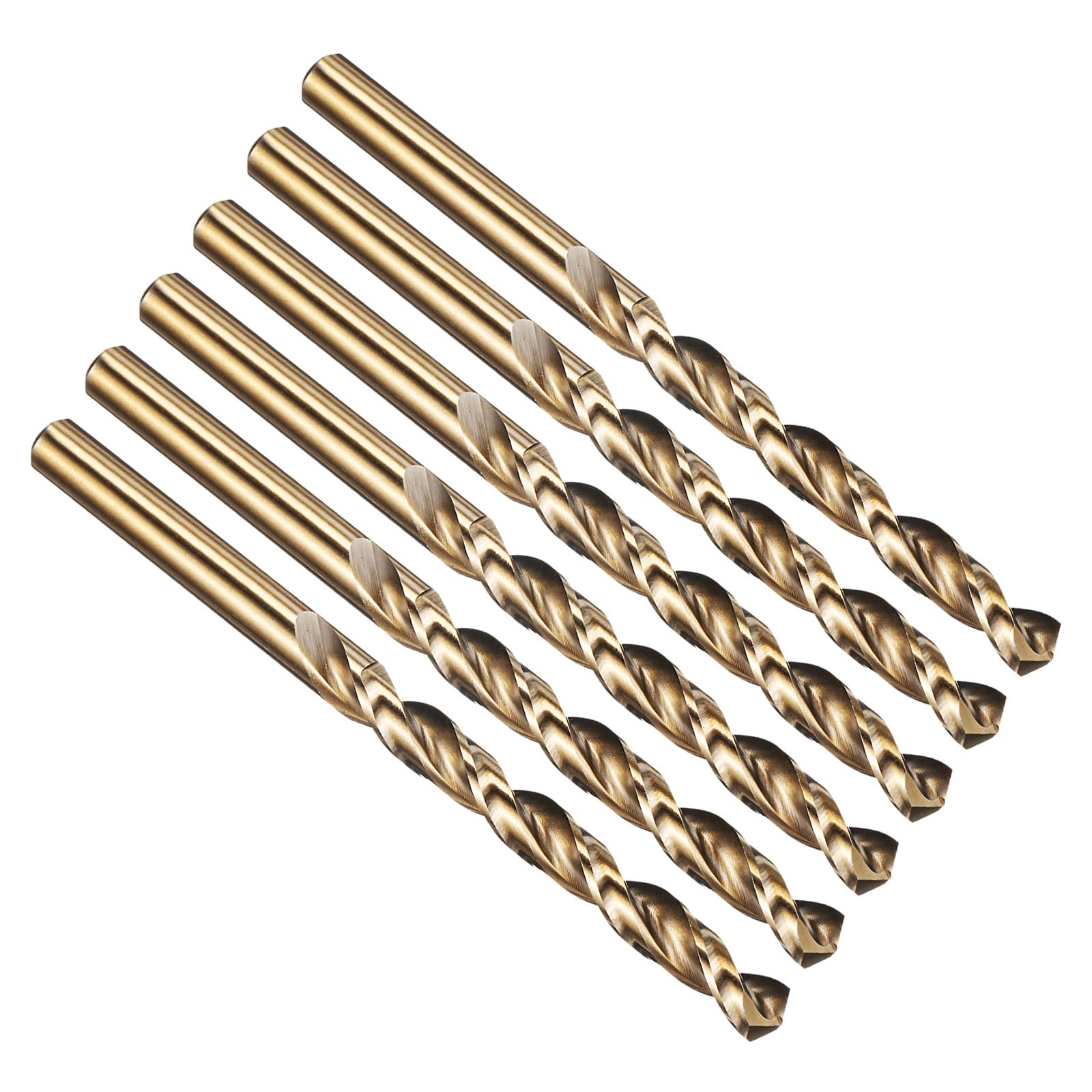 PATIKIL 6mm Drill Bit, M42 8% Cobalt High-Speed Steel Jobber Straight Shank 135ยฐ Gold Finish for Hard Metal High-temperature Titanium Alloy - 6 Pack