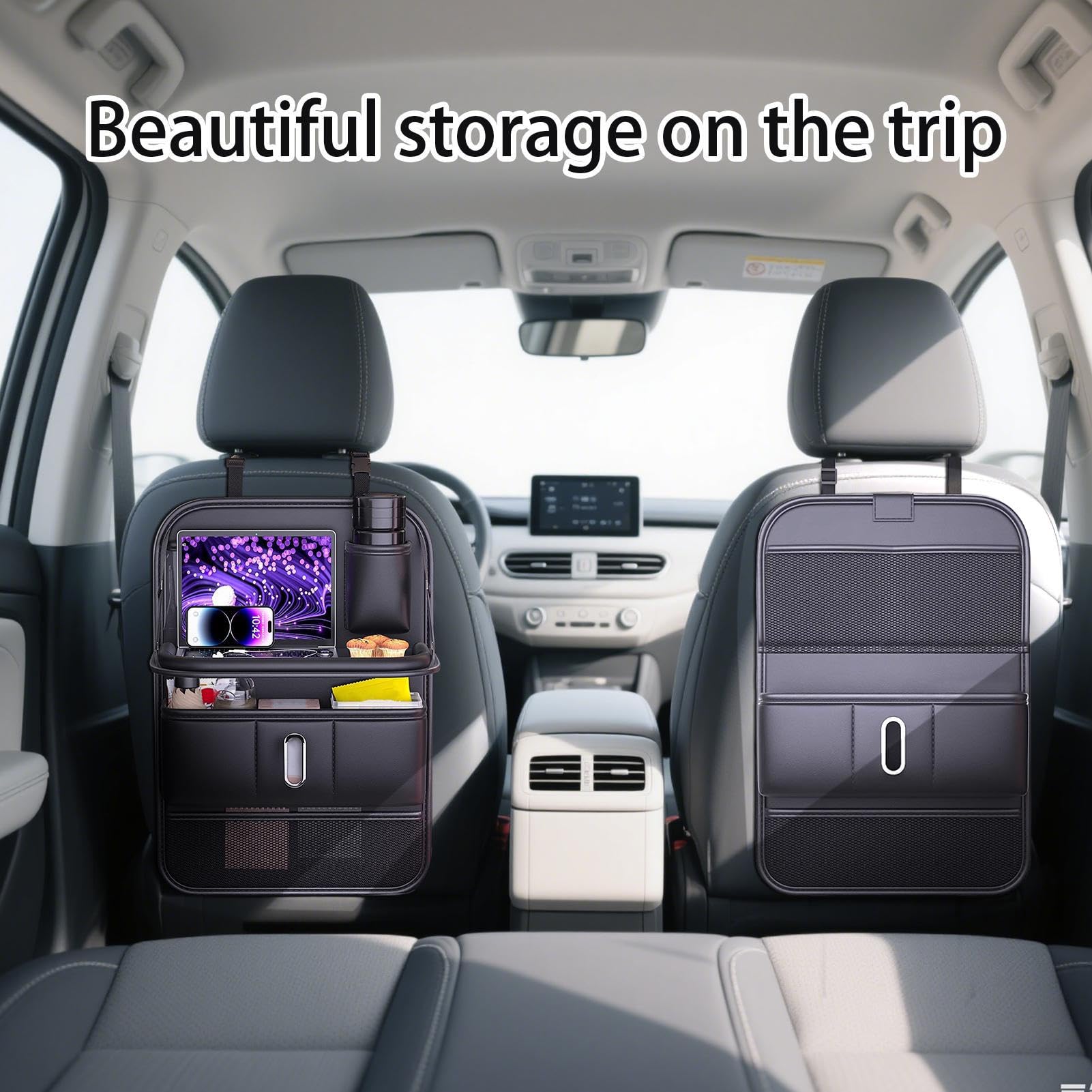 Organisateur Siège Auto Arrière Protège-Dossier, Poubelle, Boîte À | Organisateur De Rangement Pour Siège Auto accessoires essentiels road trip voiture et