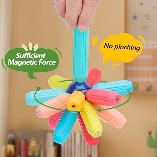 Miniatura 5 de COUOMOXA Juguete magnético STEM de 74 piezas: juego de bloques de construcción educativos para niños de 3, 4, 5, 6, 7, 8, 9 años, juguetes