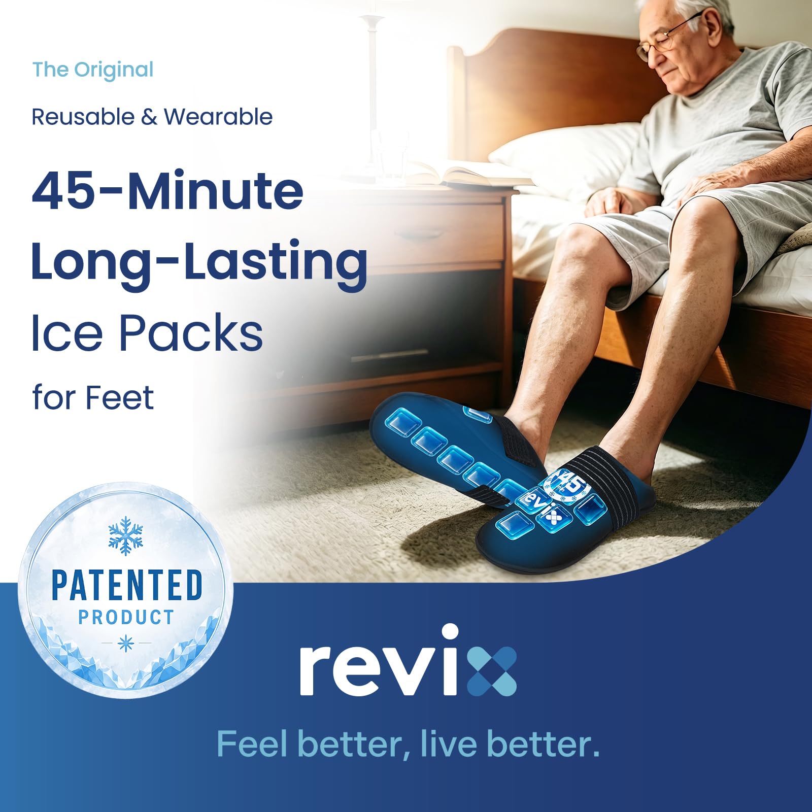 REVIX Chaussons glace pied 45 min, gel Ice Grid réutilisable, XL