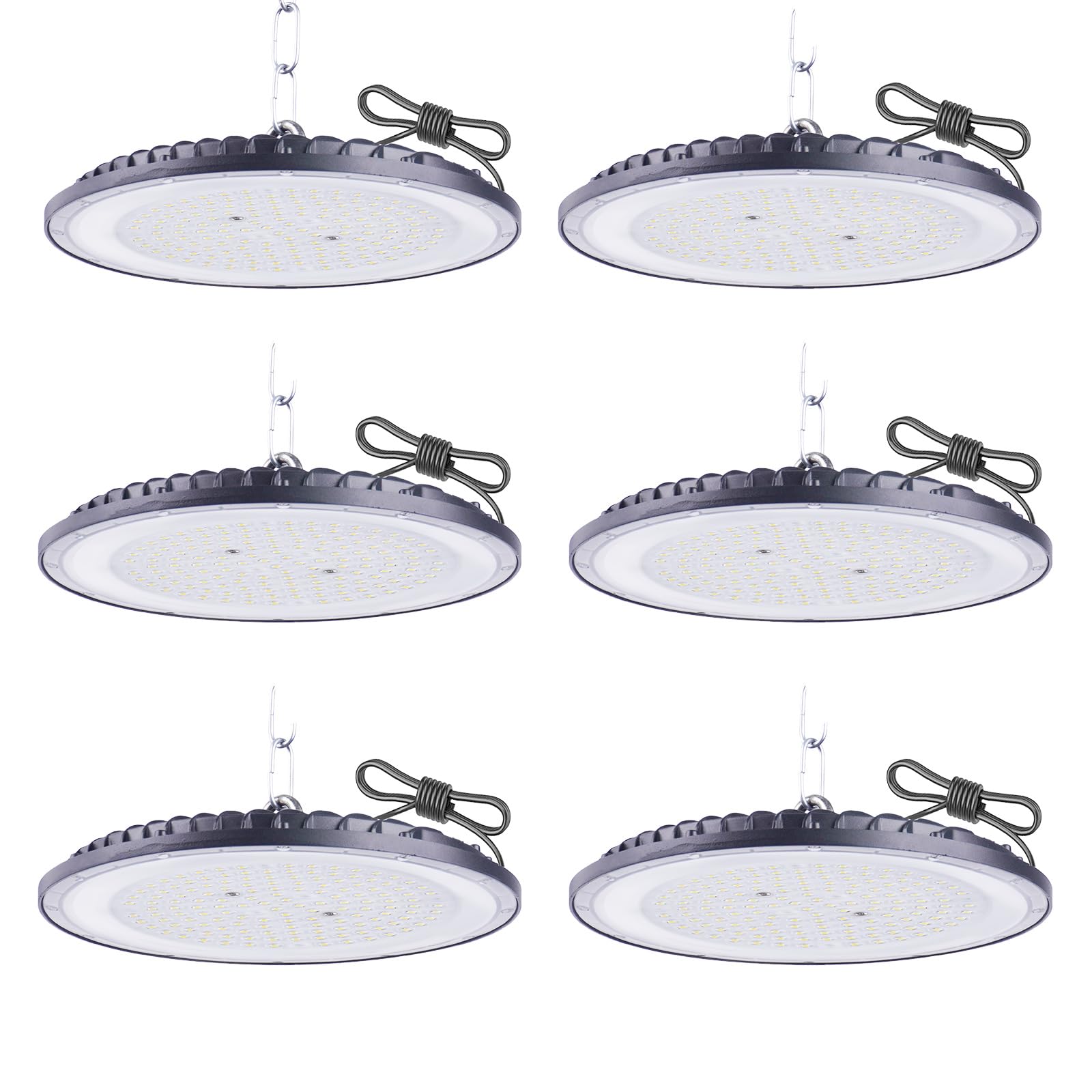 Fosingut 100W UFO LED High Bay Light,110lm/w 6500K Daylight White Industrial Lamp Floodlight,Ultra Thin IP65 Waterproof LED Work Lights for Warehouse Lighting,Garage,Workshop,Factory,Shed,Loft-6 Pack