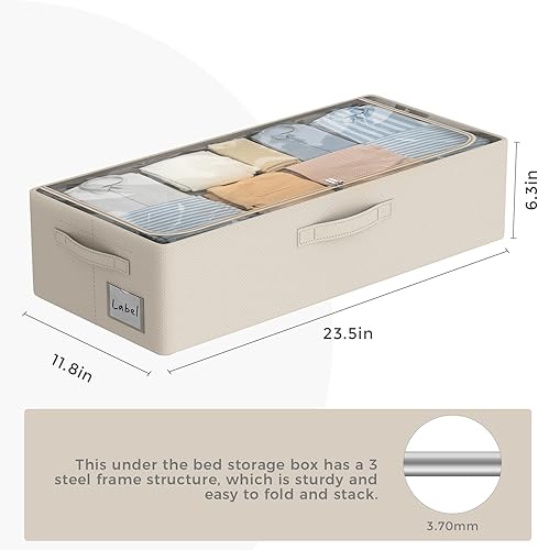 Miniatura 4 de Contenedores de almacenamiento debajo de la cama, caja de almacenamiento con marco de tela Oxford, contenedor resistente debajo de la cama,