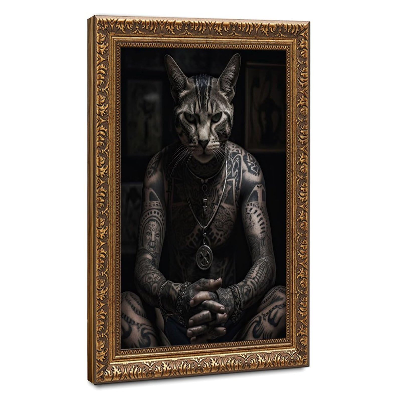 Bareronor Gangster Abstract Cat Canvas Poster Bedroom Decor Landscape Office Room Decor Gift 12" L X 18" W