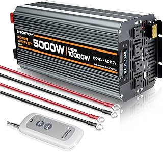 5000 watt Power Inverter DC 12V to AC 110V/120V Converter,10000w Peak.Comes with LCD Display,Wireless Controller, 4AC outlets,1USB.RV Inverter,Suitable for Camping,and Off-Grid Solar Inverter Systems