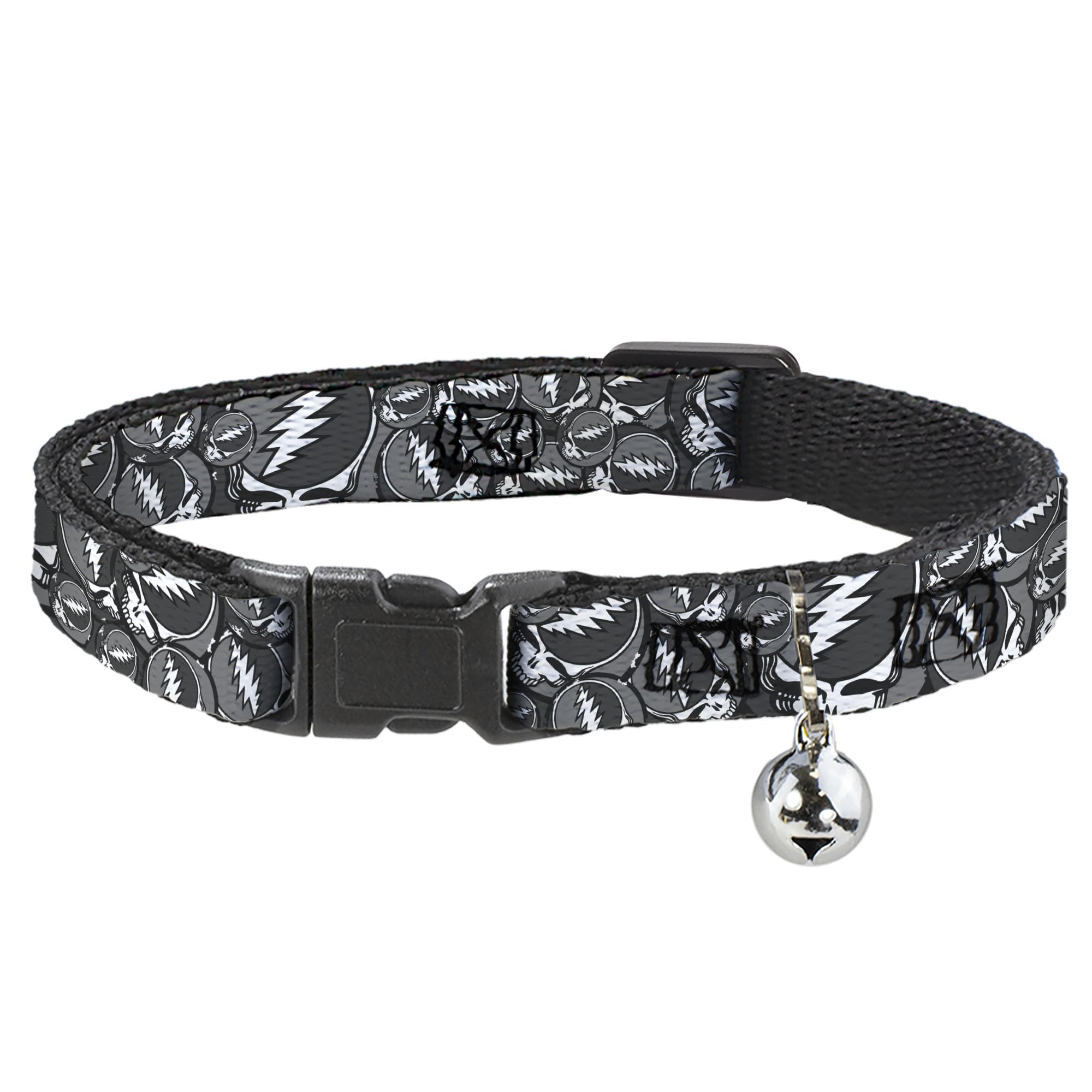 Collar de gato breakaway gris con diseño apilado de 8 a 12 pulgadas ajustable