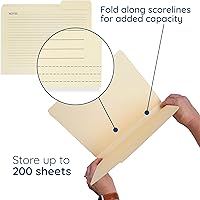 Vista 3 de 25 carpetas Blue Summit Supplies Manilla, 8.5 x 11 pulgadas, tamaño carta, pestaña de corte de 1/3, con notas, ideal para organizar y almacenar