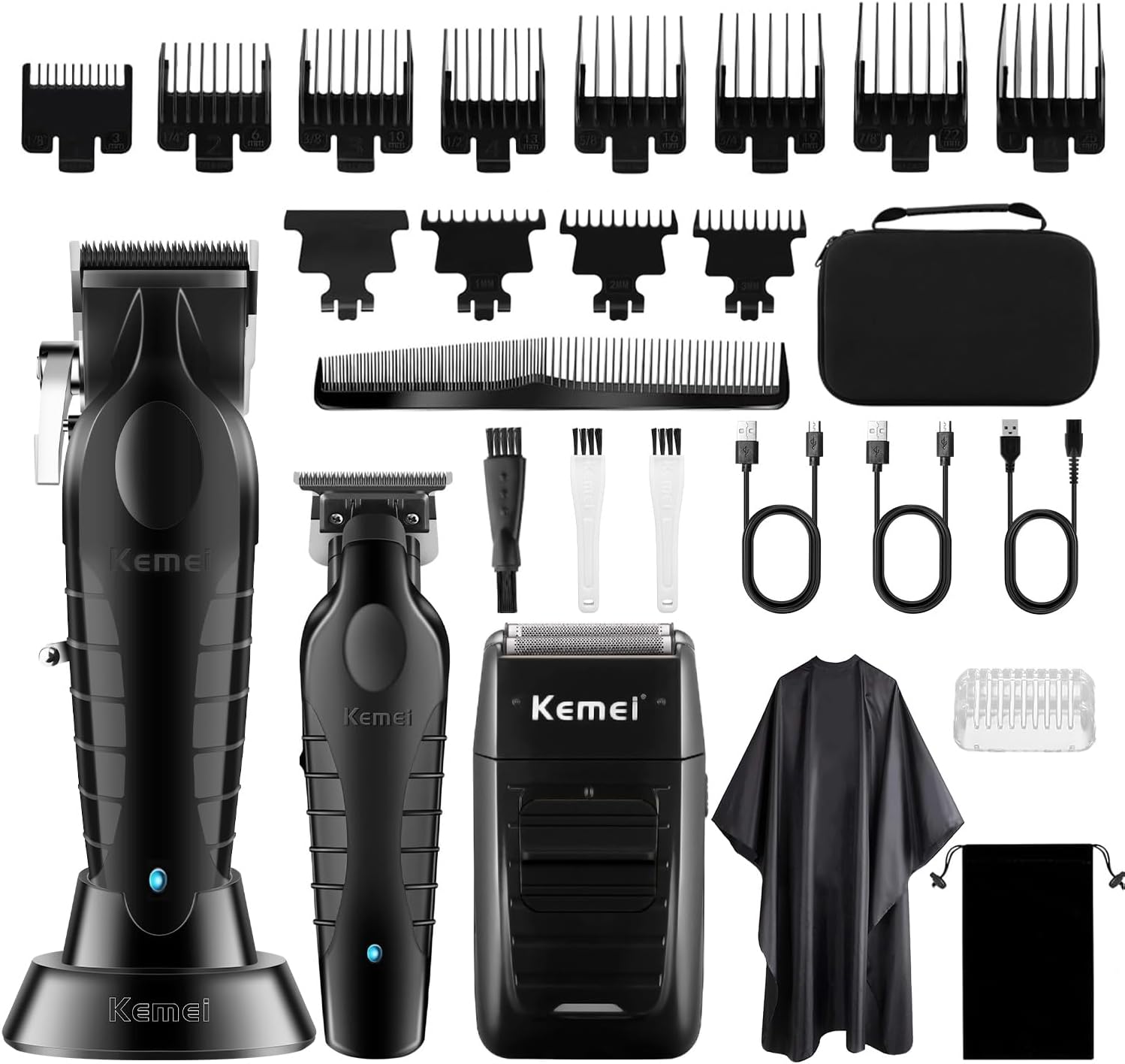 KEMEI Professionele tondeuse, trimmer, folie-scheerapparaat, elektrische tondeuse voor mannen, draadloze barbierschaar, T-Blade Zero Gapped Trimmer, oplaadbare elektrische scheerapparaten