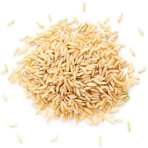 Miniatura 4 de Arroz Basmati marrón, 1 libra  Grano entero, variedad de arroz de grano largo, fragante, kosher, vegano, a granel. Menos contenido de almidón. Alto