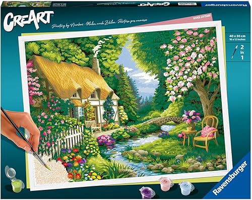 Miniatura 2 de Ravensburger CreArt River Cottage - Kit de pintura por números para adultos, pintura de artes y manualidades para edades de 14 años en adelante