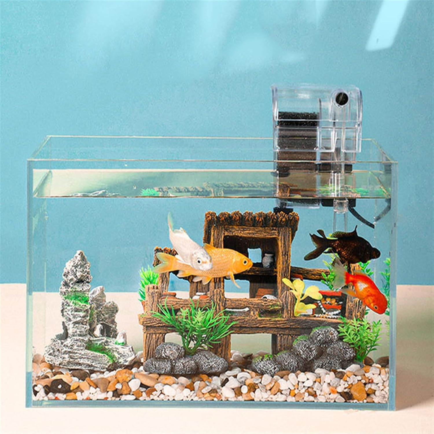 Super White Fish Tank Desktop Living Room Ecological Fish Tank Small Goldfish Tank Large Transparent Glass Fish Tank Home Office (Size : 002)