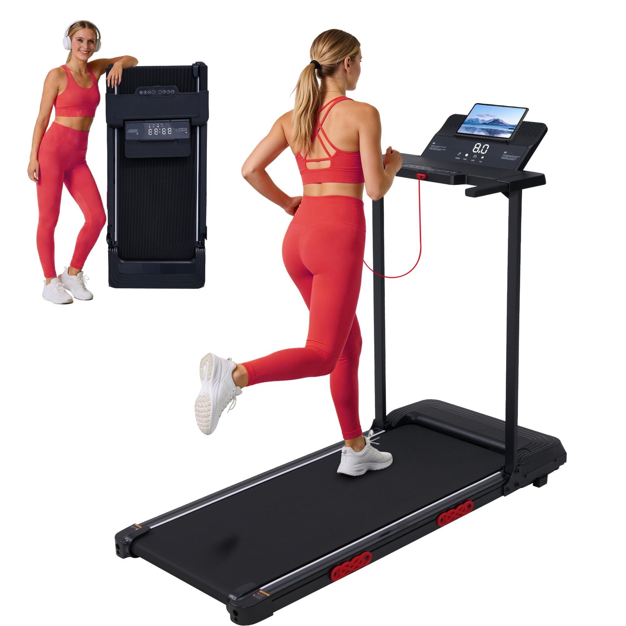 Photo 1 of ***COMPANY SEALED****Walking Pad with Handle Bar, 3.5HP Electric Portable Walking Pad Treadmill with Handles, 0.6-10MPH Running Treadmill with Handles for Home Small, Big Screen, 400LBS Capacity