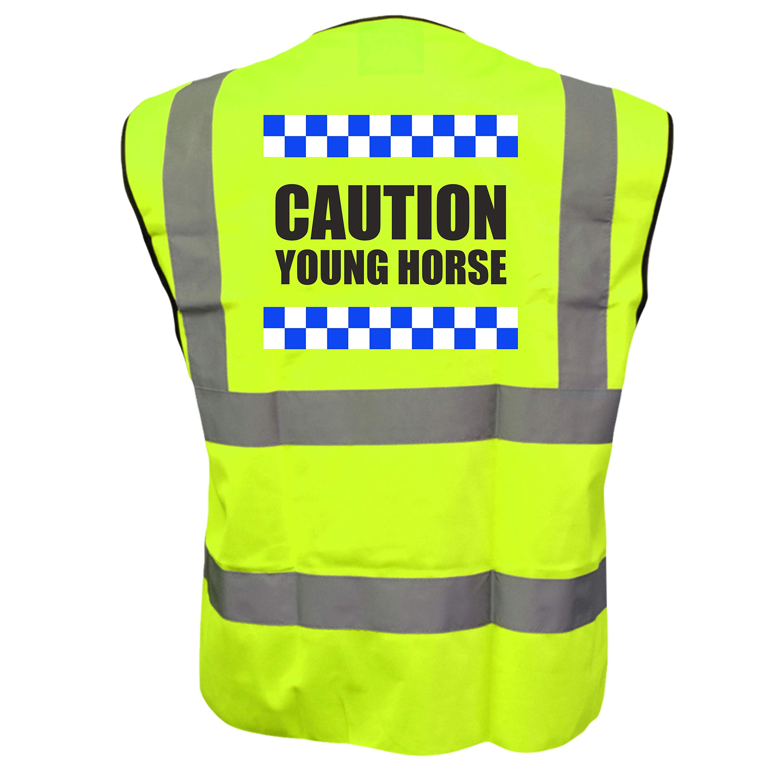 Brook Hi Vis Uk Unisex Yellow Equestrian Sillitoe Caution Young Horse Hi Viz Vis Vest Horse Riding Equine Safe Reflective Waistcoat Jacket Road Safety Visibility XXX-Large