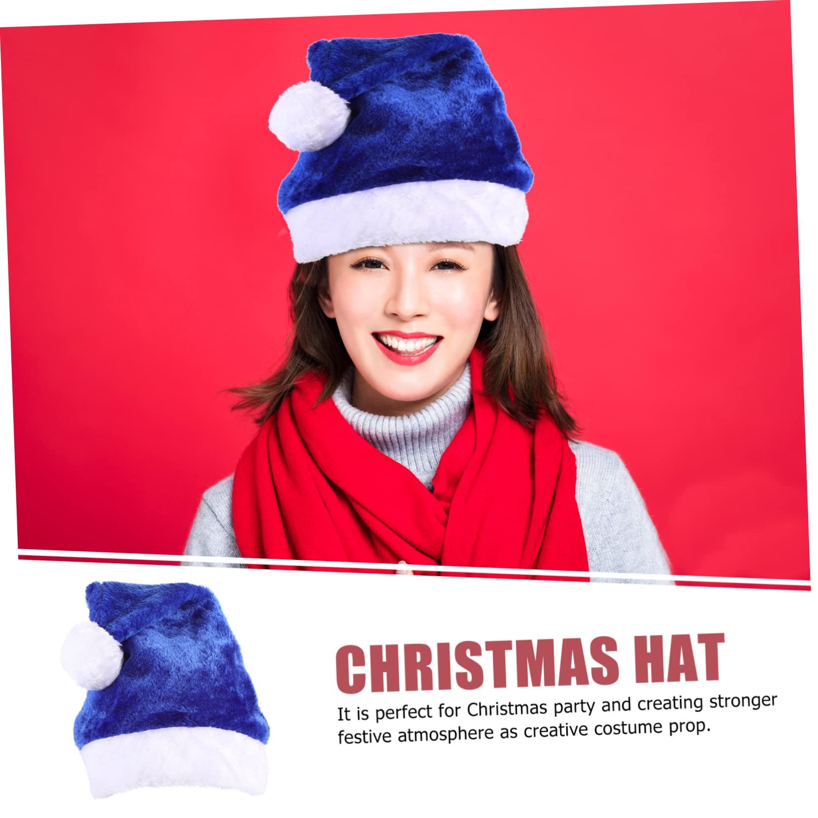 TOPBATHY 5 Piezas Gorro de Papá Noel de felpa sombrero de navidad sombreros negros para hombres gorros navideños christmas hat para hombres Gorro de Papá Noel de Navidad felpa corta