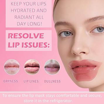 30 Pairs Collagen Lip Mask, Moisturizing Lip Mask Skincare Pink Pads