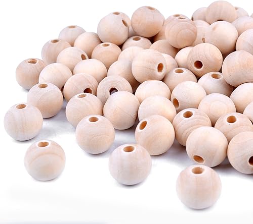Miniatura 2 de BronaGrand 200 cuentas espaciadoras de madera redondas de color natural de 0.472in