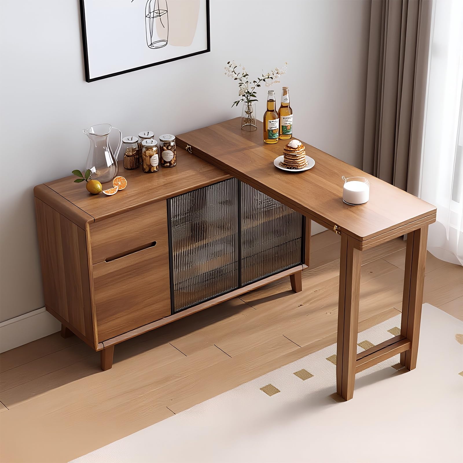 Zf9tBw5sH Unité d'îlot de Cuisine Buffet de Bureau îlot Extensible, Table Buffet Pliable, Meuble Convertible