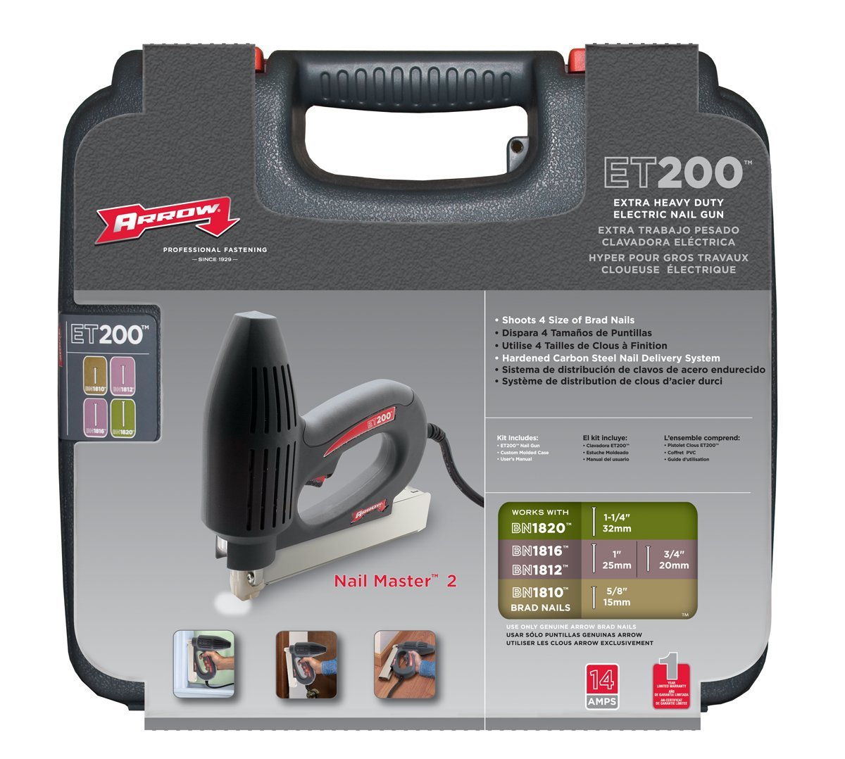 Arrow Fastener ET200 Heavy Duty Electric Nail Gun, shoots up to 1 1.4Inch Brads Buy Online in