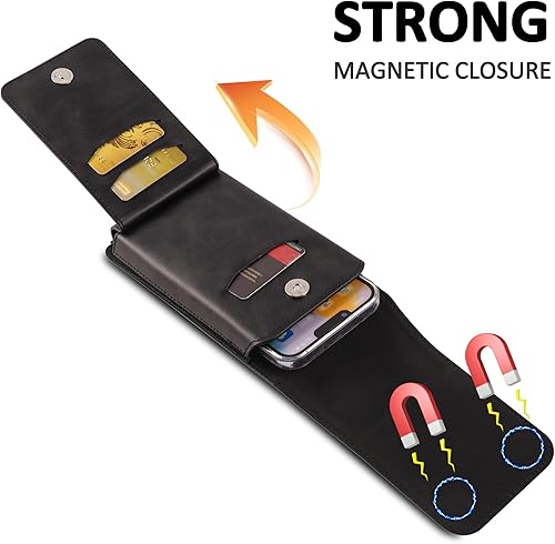 Miniatura 3 de Funda de cuero para teléfono con tarjetero y soporte para tarjetas, compatible con iPhone 15, 15 Pro, 14, 14 Pro, 13, 13 Pro, 12, 12 Pro, 11, 11