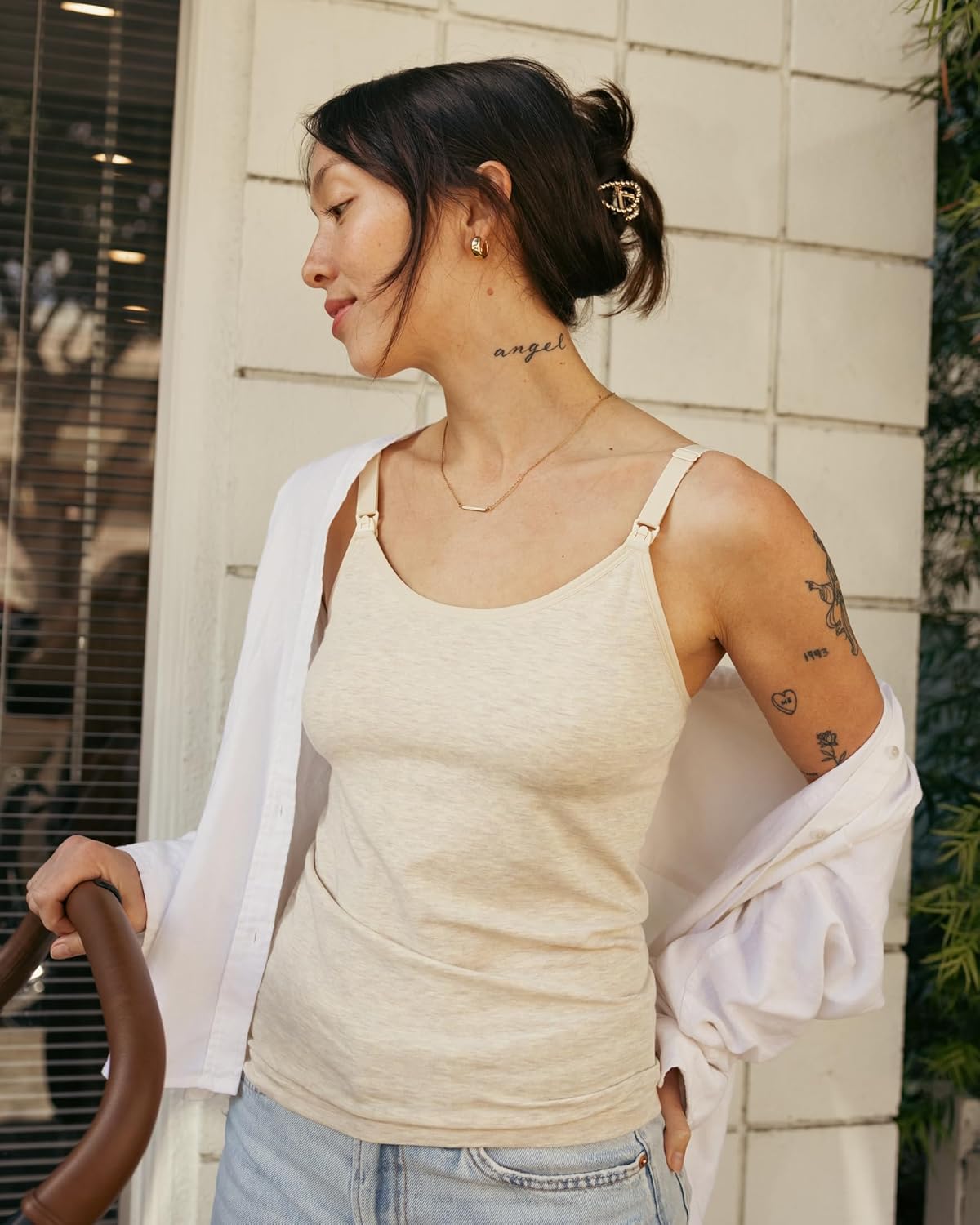 Kindred Bravely Sublime Pumping & Nursing Cami, Hands Free, Nursing Tank Tops Adjustable Pumping Bra with Easy Clip (Oatmeal Heather, X-Large)