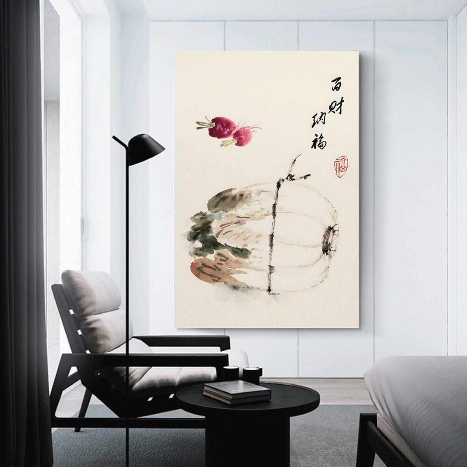 Junmoney Unframe-Style-4 Canvas Wall Art Ukiyo E Plum Blossom, 24X36inch(60X90cm), For New Homes, Bedrooms Or Workspaces, Canvas Artwork With Gifting Potential