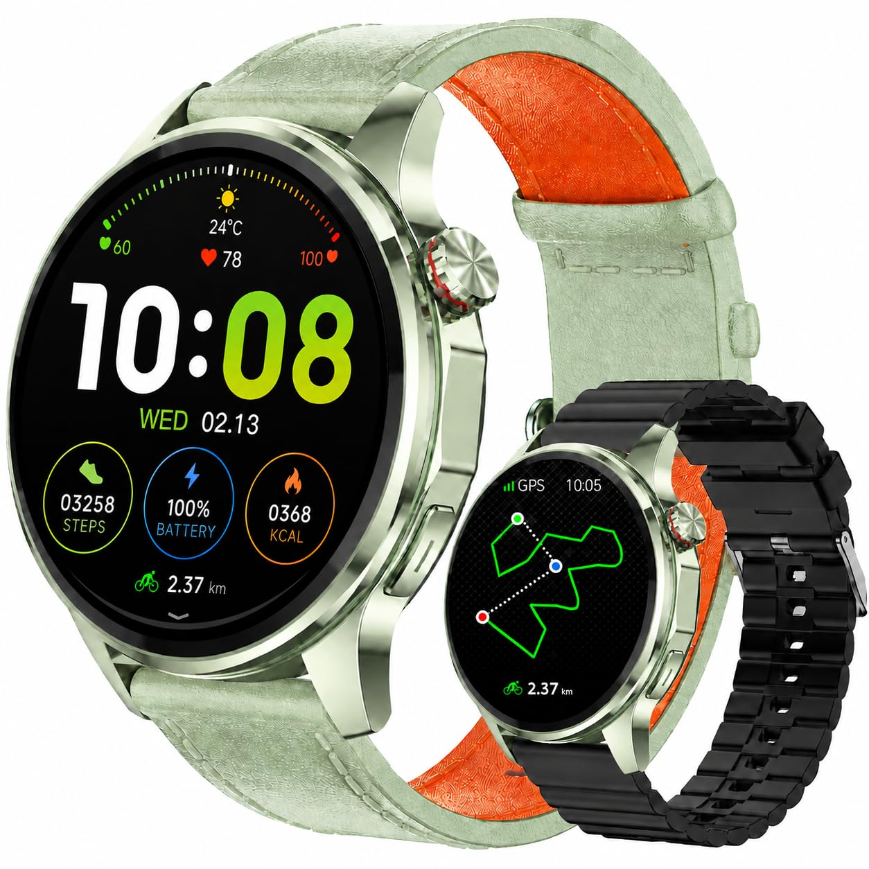 Wojskowy inteligentny zegarek dla mężczyzn z AI Q&A (odpowiedź/nawiązywanie połączeń/odpowiedź SMS), 1,5-calowy smartwatch HD do telefonów z systemem Android / iPhone, 100+ tryb sportowy, tracker