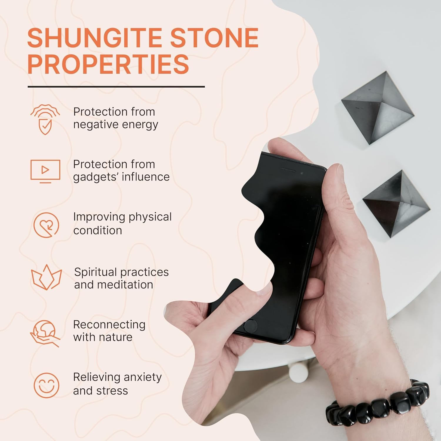 Karelian Heritage Shungite and Dark Green Basalt Pyramid Set 2 Pack, Meditation Authentic Solid Stones, 2 Inch Polished Sacred Geometry Healing Crystals S597