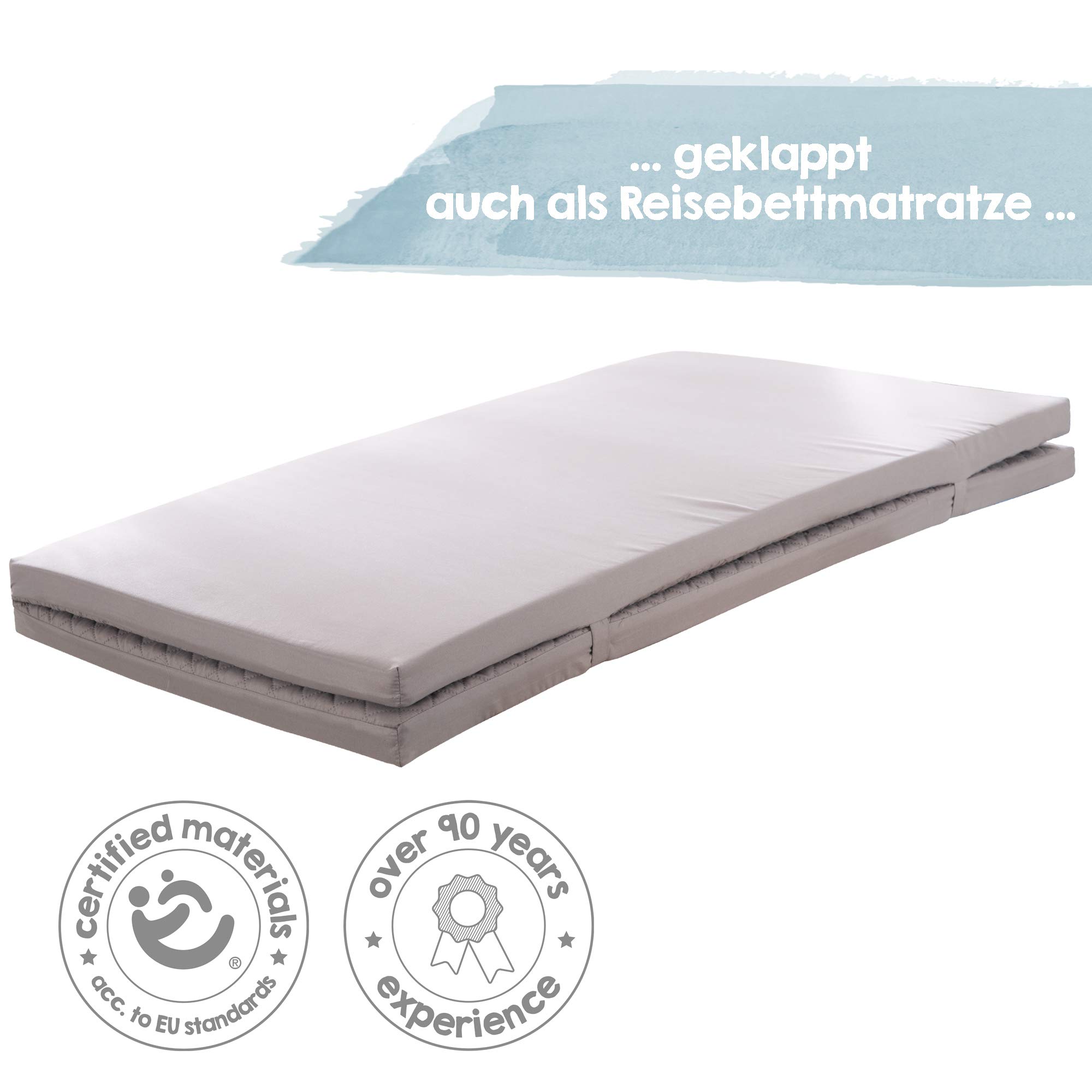 roba Materasso da Gioco roba Style - Pieghevole - per Giocare e Gattonare - 120 x 120 cm - Sfoderabile e Lavabile in Lavatrice - Microfibra - Trapuntato - Grigio