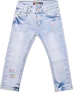 بناتي بنطلون جينز تطريز 6 أشهر ازرق فاتح، للفتيات