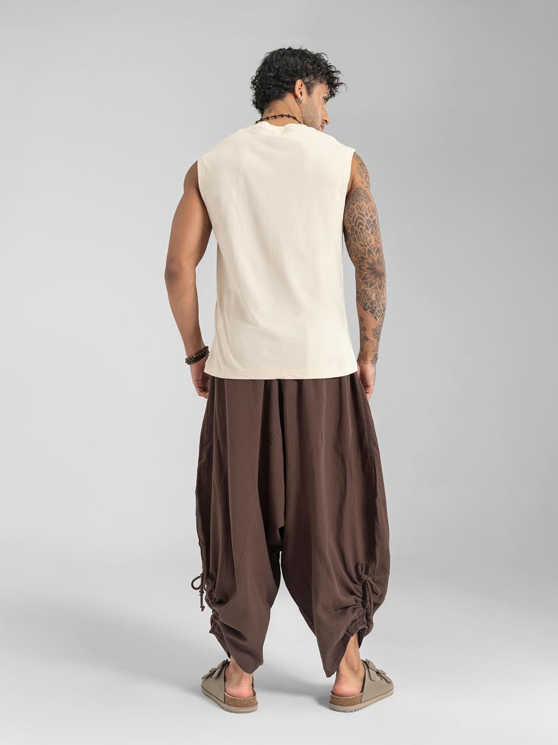 Men’s Cotton Bali Harem Pants – Relaxed Fit Yoga Lounge – Casual Summer Beach Trousers