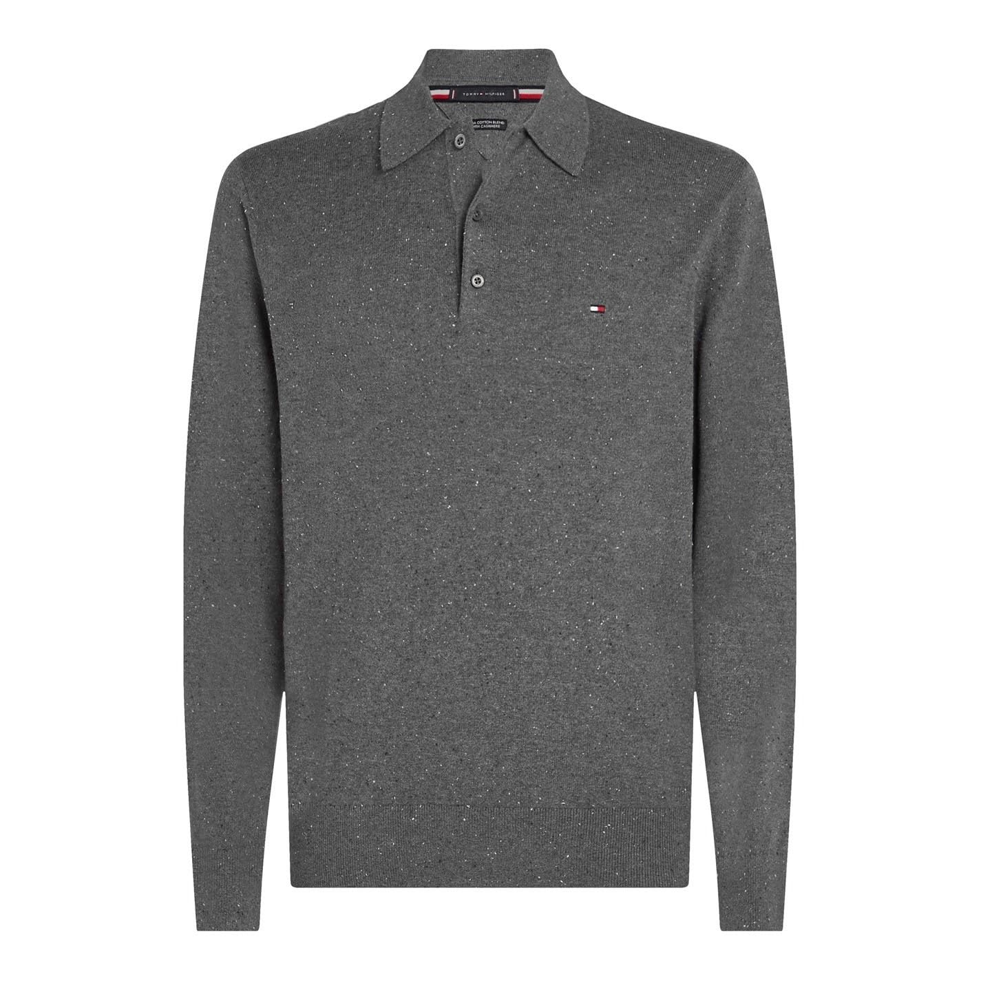 Tommy Hilfiger PIMA ORG CTN Cashmere LS Polo MW0MW36519 Grey (Donegal Medium Grey Heather) XXL