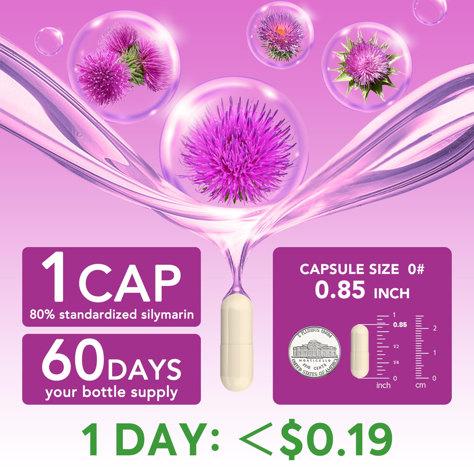 Organic Milk Thistle, Concentrated Seed Extract, 80% Silymarin, Liver Support Cleanse Detox, Fatty Liver Supplements, Non-GMO, No Gluten & Soy, 60 Veggie Caps, 2 Month Supply — Amazon image 3