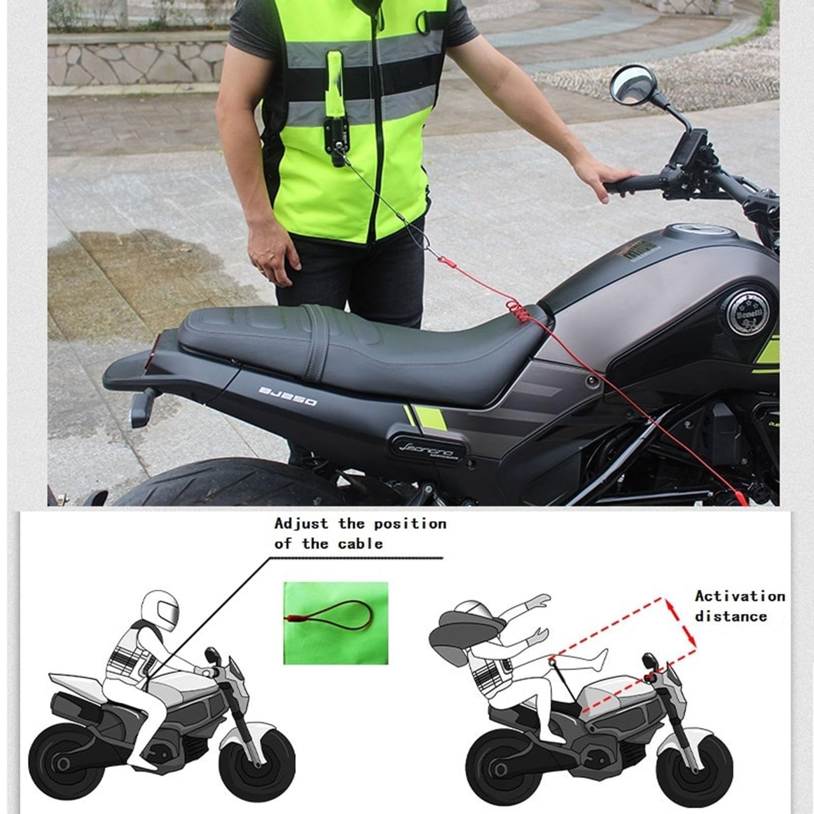 Adecuado for Chalecos De Airbag De Motocicleta for Hombres/mujeres Motocross Air-Bag Chaqueta Con Tira Reflectante(Green,Large)