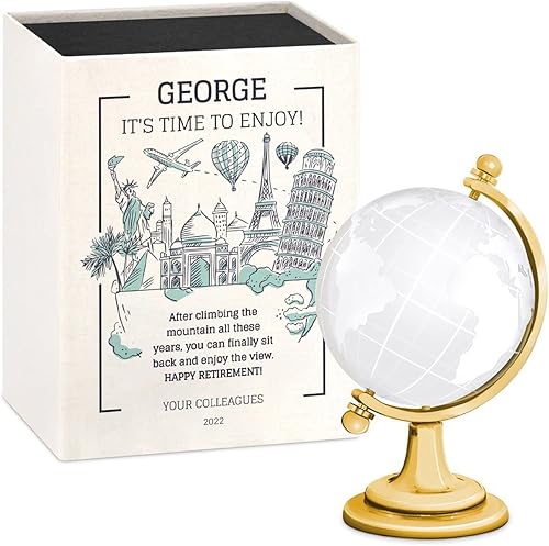 Miniatura 1 de Maverton Globo de cristal para hombre - Globo del mundo en caja elegante para él - Mapa del mundo cortado con láser para viajero - Caja con