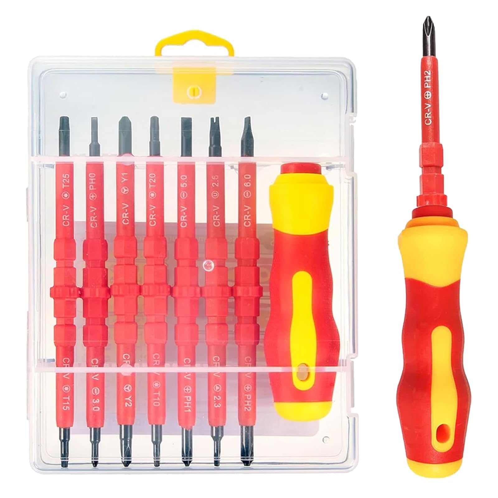 Insulated Electrician Screwdriver Set - 14 in 1 Magnetic Screwdriver Tool Kit Electrical Multifunctional Interchangeable CR-V Screwdrivers with