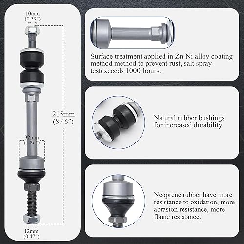 Miniatura 3 de Kit de varilla de extremo de barra estabilizadora delantera de aleación de zinc-níquel para Ford F-150 2004-2008 2WD y Lincoln Mark LT 2006-2008 2WD