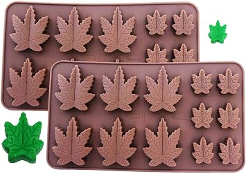 Set of 2 X Silicone Lollipop Gummy Brownies Hard Candy Edible Leaf Mold Ice Cube Chocolate Soap Candle Tray Party Maker Brown 2 Pack