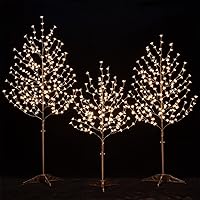 Vista 11 de Árbol de cerezo iluminado de 4 pies con 144 luces LED blancas cálidas para decoración de vacaciones, regulable, certificado UL, impermeable, ideal