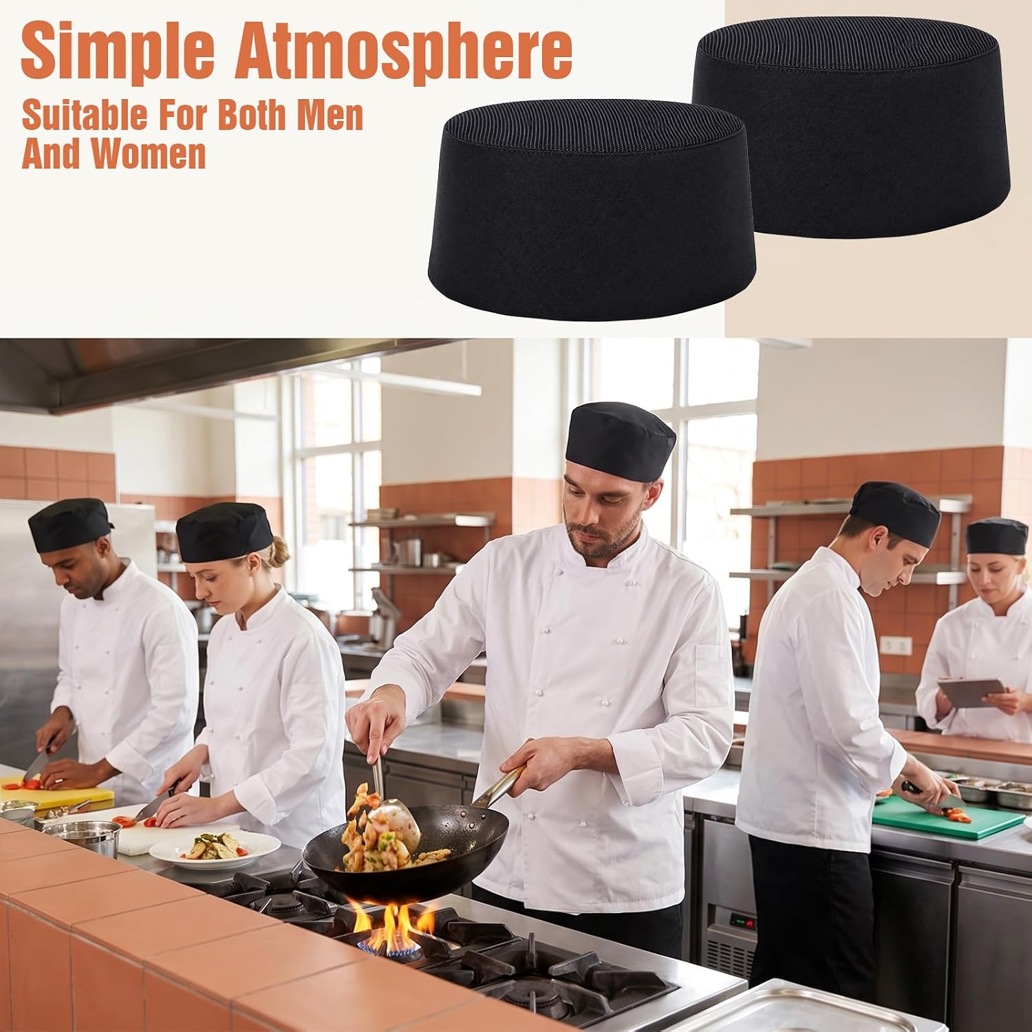 10 Pcs Chef Hat Adjustable Black Chef Cap for Men Women Breathable Mesh Top