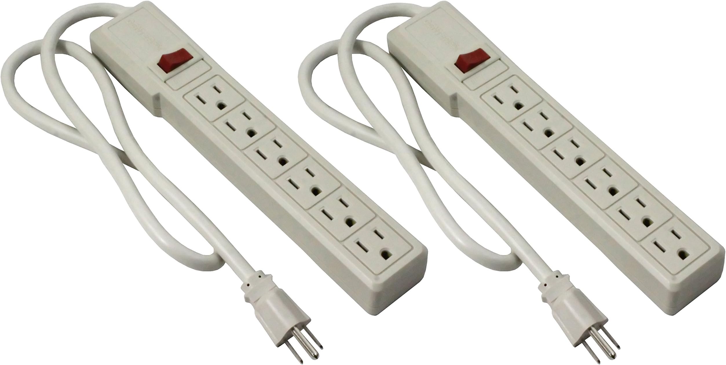 CENTERX 6-Outlet Power Strip - 33" Cord (2-Pack)