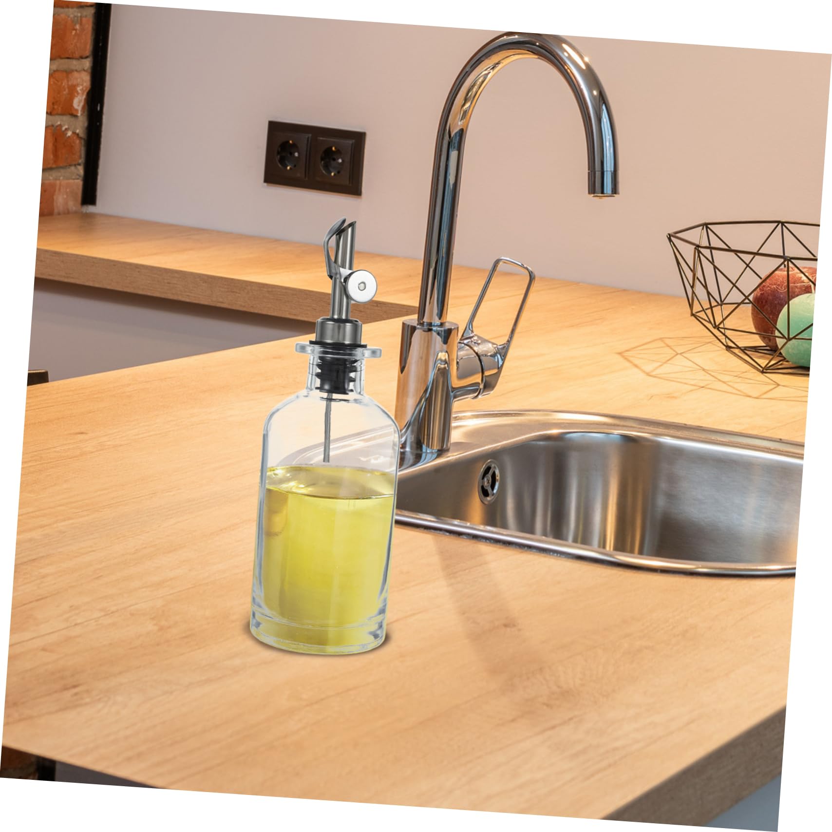 PLAFOPE 2 Stück Ölbehälter 350ml aus Glas mit Edelstahl Ausgießer und Silikonverschluss Transparenter Sirupspender für Küche und Essigflaschen zur Praktischen Aufbewahrung