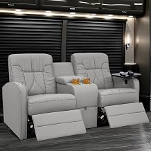 De Leon RV Loveseat w/Storage Console, Ultimate Leather, Manual Recline, Ash