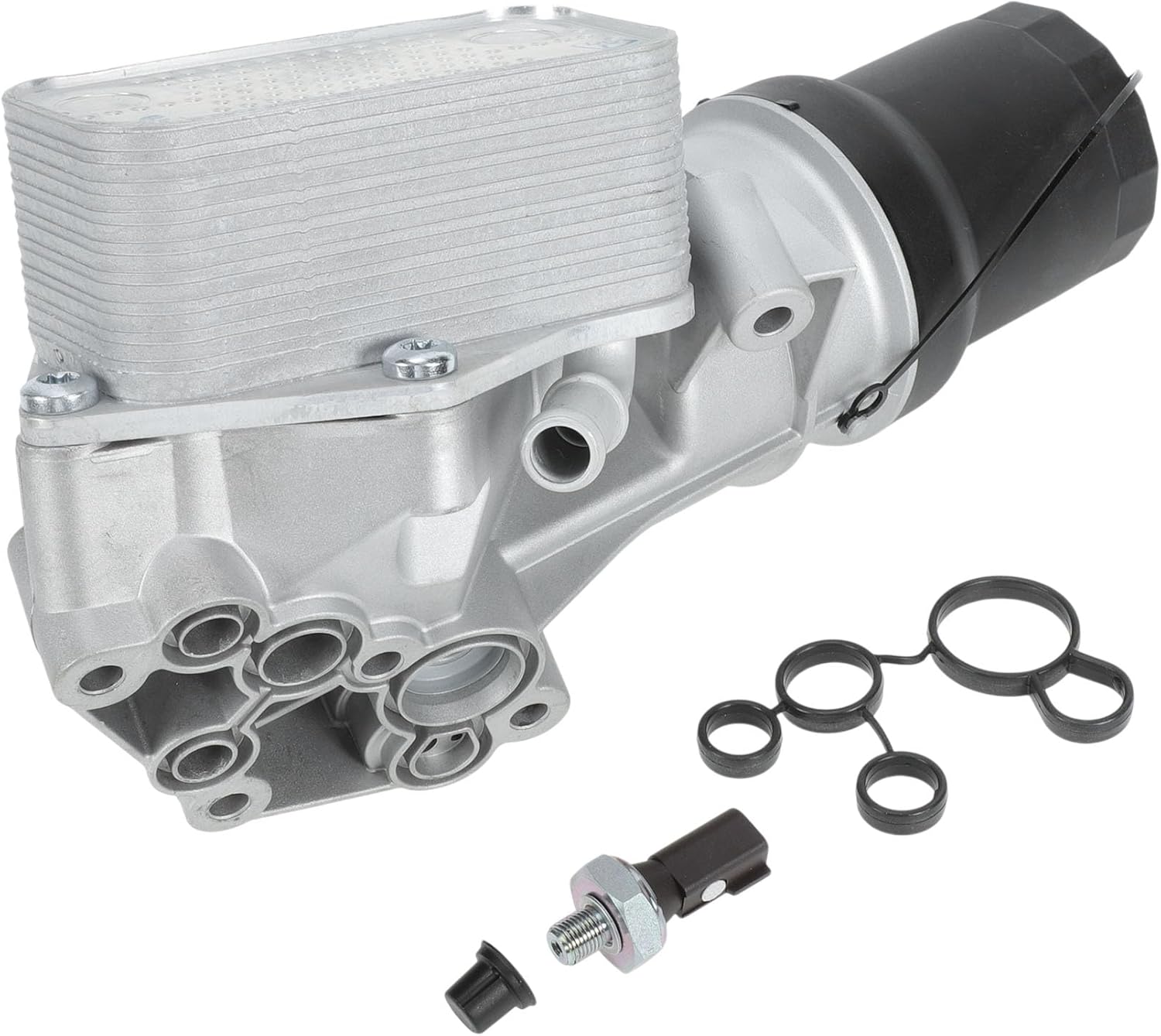 Aluminum Engine Oil Cooler Filter Housing with Sensor for Volkswagen Beetle 2006-2010 for VW Golf 2010-2014 Oil Cooler for VW Rabbit 2006-2009 No.07K115397D/07K115397A/07K115397B