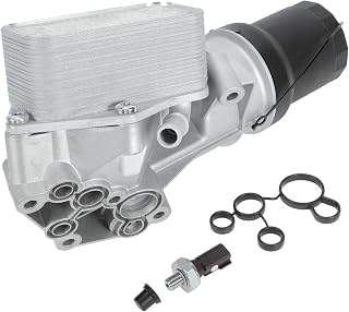 Aluminum Engine Oil Cooler Filter Housing with Sensor for Volkswagen Beetle 2006-2010 for VW Golf 2010-2014 Oil Cooler for VW Rabbit 2006-2009 No.07K115397D/07K115397A/07K115397B